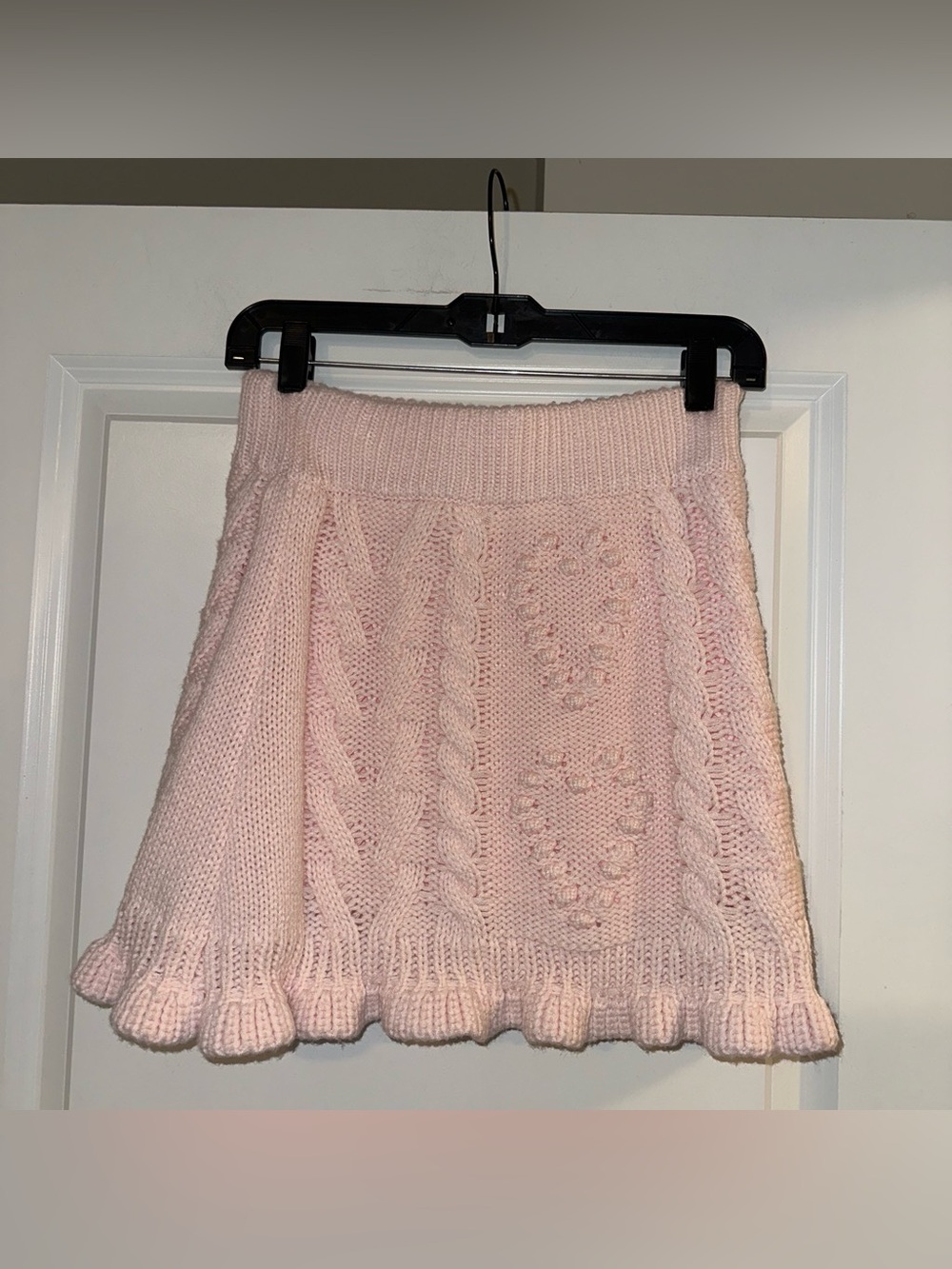 Altar'd State Light Pink Cable Knit Skirt with Heart Details NWT Size S